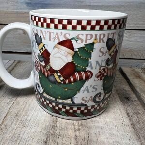 Vintage Debbie Mumm Sakura Santa Mug 2001 Christmas Stoneware Oneida Holiday Cup